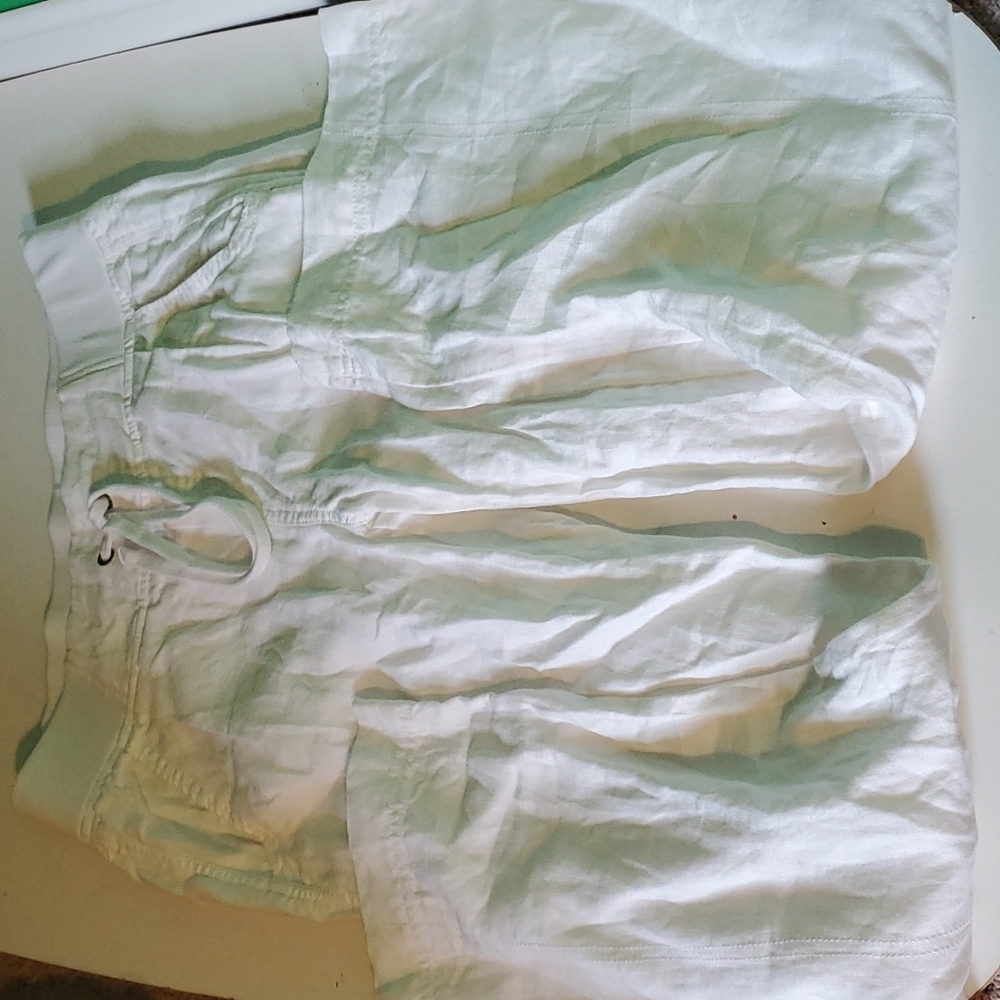 Athleta women's 8P white linen pants